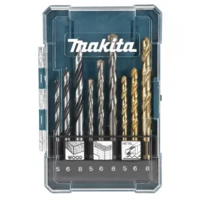 Set Brocas 9 Unid. Metal 5, 6,8- Madera 5, 6,8 - Concreto 5,6,8 mm Makita D-71962