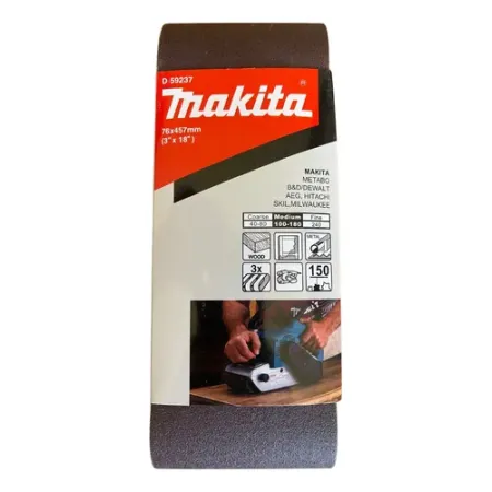 Lija de Banda Makita 3” x 18” (76 x 457 mm) | 3 Unidades | Granos 40-240 Lijas