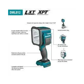 LINTERNA INALAMBRICA 18v LXT 1.250lm 4 MODOS (Spot,Flood,Spot-Flood,Flash) Herramientas