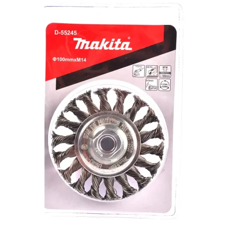 Rueda Plana de Alambre Trenzado Makita 100 mm x M14 Ø 0,50 mm D-55245 Gratas