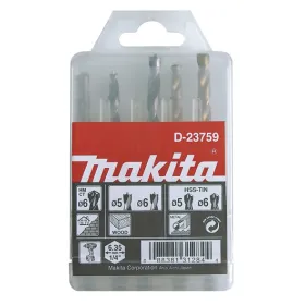 SET BROCAS 5 UNID. METAL 5, 6- MADERA 5, 6 - CONCRETO 6 (TOMA HEX. 1/4) Makita