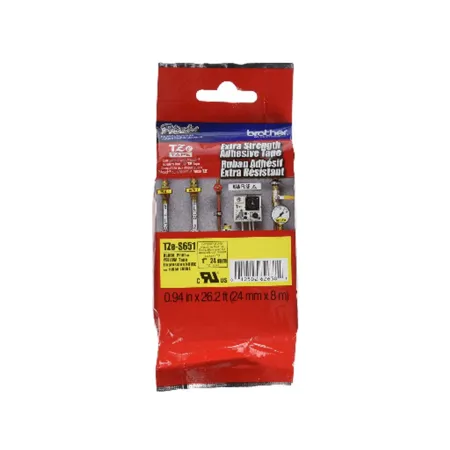 Cinta Adhesivo Doble Negro Sobre Amarillo 24 mm Brother TZES651 Cintas Rotuladoras