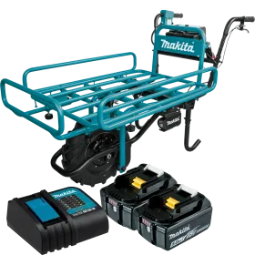 Carretilla Inalámbrica Makita 18V con Cesto DCU180Z-1, Baterías y Cargador Caja de herramientas