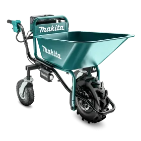 Carretilla Inalámbrica Makita 18V con Balde DCU180Z-2, Baterías y Cargador Caja de herramientas