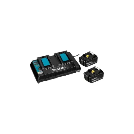 KIT CARGADOR RAPIDO DOBLE 18V ah (DC18RD) + BATERIA 18V 5.0 ah (BL1850B) x 2 UNI. + MALETA PLASTICA MAKMAPAC TIPO 3 kit de he