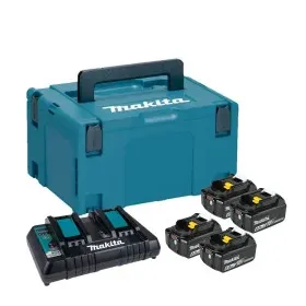 KIT CARGADOR RAPIDO DOBLE 18V ah (DC18RD) + BATERIA 18V 6AH (BL1860B) x 4 + MALETA PLASTICA MAKPAC TIPO 3 kit de herramientas