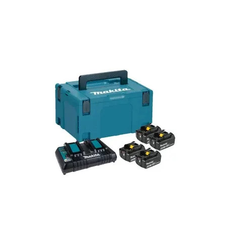 KIT CARGADOR RAPIDO DOBLE 18V ah (DC18RD) + BATERIA 18V 6AH (BL1860B) x 4 + MALETA PLASTICA MAKPAC TIPO 3 kit de herramientas