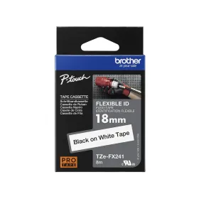 Cinta Flexible Original Brother TZe-FX241 Negro sobre Blanco 18 mm x 8 m Cintas Rotuladoras
