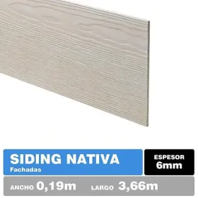 Siding internit fibrocemento natural  6mm 19 cm x 3.66 m Siding Fibrocemento