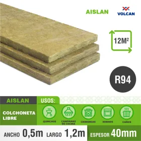 Lana Mineral colchoneta Libre 40mm R122 20 UN  0,5 x 1,2 son 12m2 Aislacion