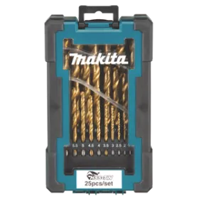 Set de Brocas HSS-TiN para Metal Makita D-72235 25 Piezas (1–13 mm)