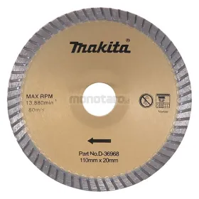 Disco Diamantado CURVO 110mm X 20mm Makita Accesorios de herramienta