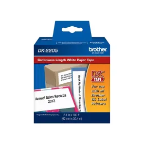 Etiqueta Continua Brother DK-2205 para Impresoras QL 62 mm x 30,48 m Etiquetas de Impresora