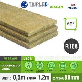 Lana Mineral Colchoneta Libre 80 mm R188 10 Unidades 0,5 x 1,2 m — 6 m² Aislacion