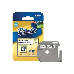 Cinta Rotuladora Brother M-231 Negro sobre Blanco 12 mm x 8 m Original Cintas Rotuladoras