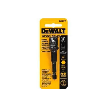 Adaptador DeWalt 1/4'' Hex a Cuadrante 1/2'' Impact Ready Herramienta inalambrica sin bateria