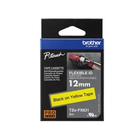 Cinta Flexible Original Brother TZe-FX631 Negro sobre Amarillo 12 mm x 8 m Cintas Rotuladoras
