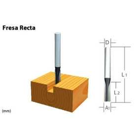 Fresa recta 2 filos 1/2" X 1" EJE 1/4"