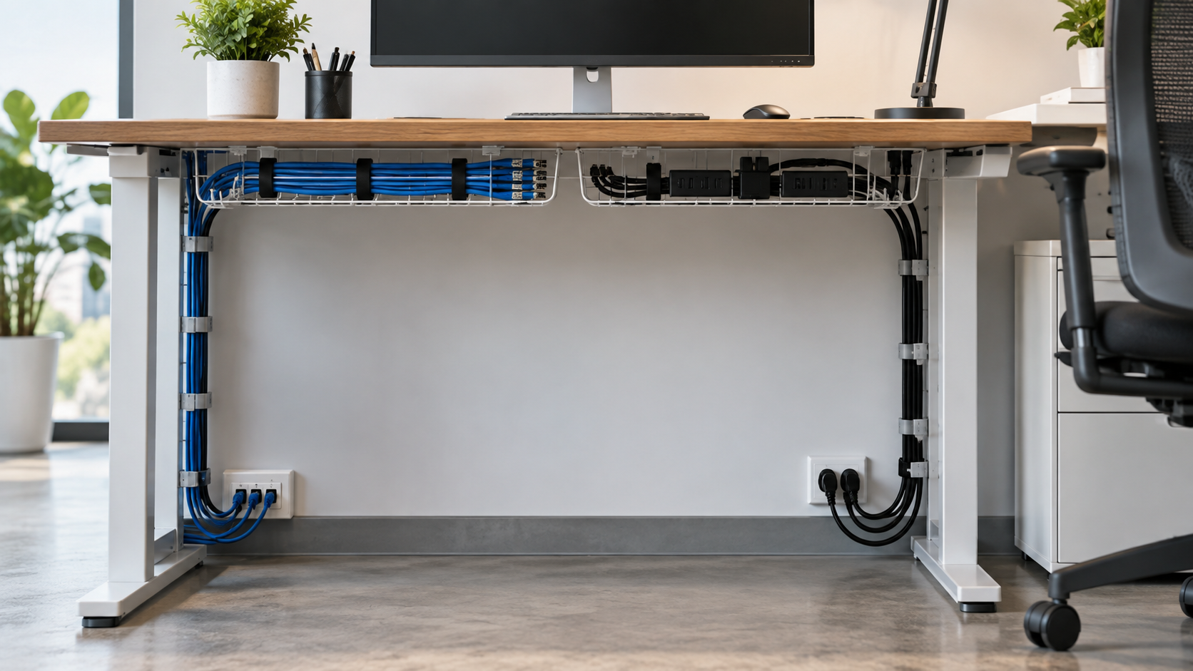 Cómo Organizar Cables de Red y Energía en una Oficina